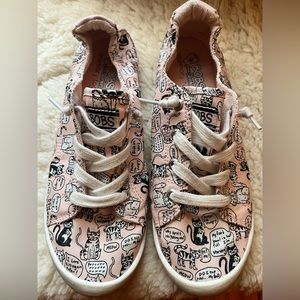 BOBS from Skechers Memory Foam Pink Cats Slip On Sneakers size 9